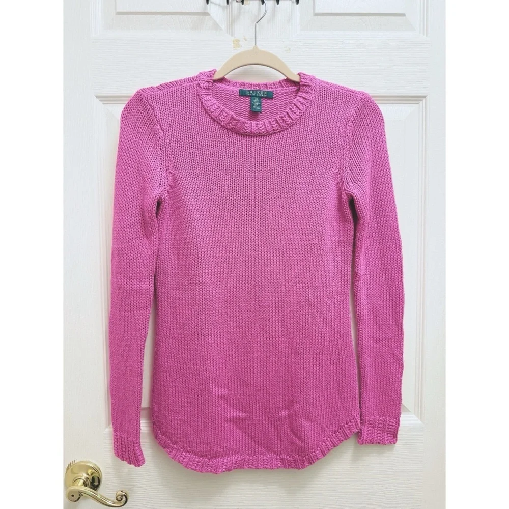 Lauren Ralph Lauren Scoop Neck Sweater in Fuchsia